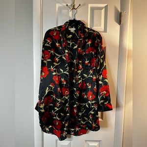 Vintage Floral Silk Night Gown / Night Out Dress